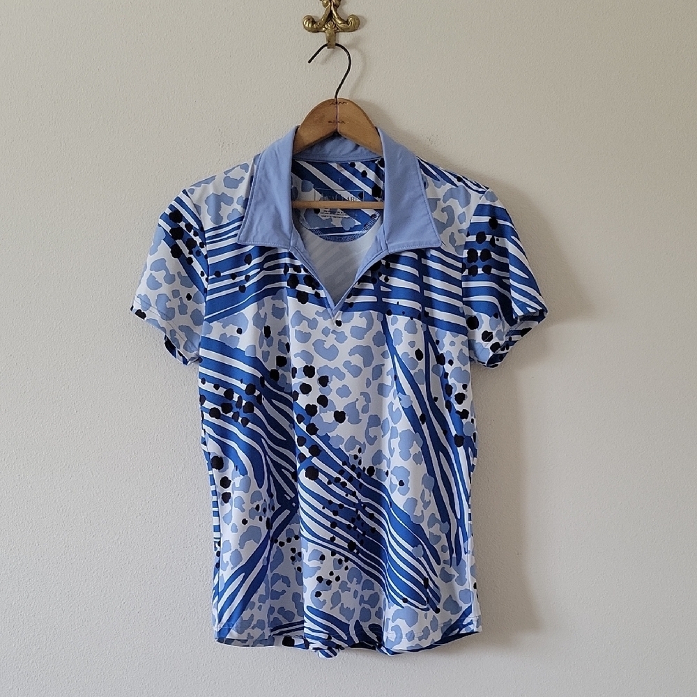 Ana Clare Blue White Sport Polo Size Large‎